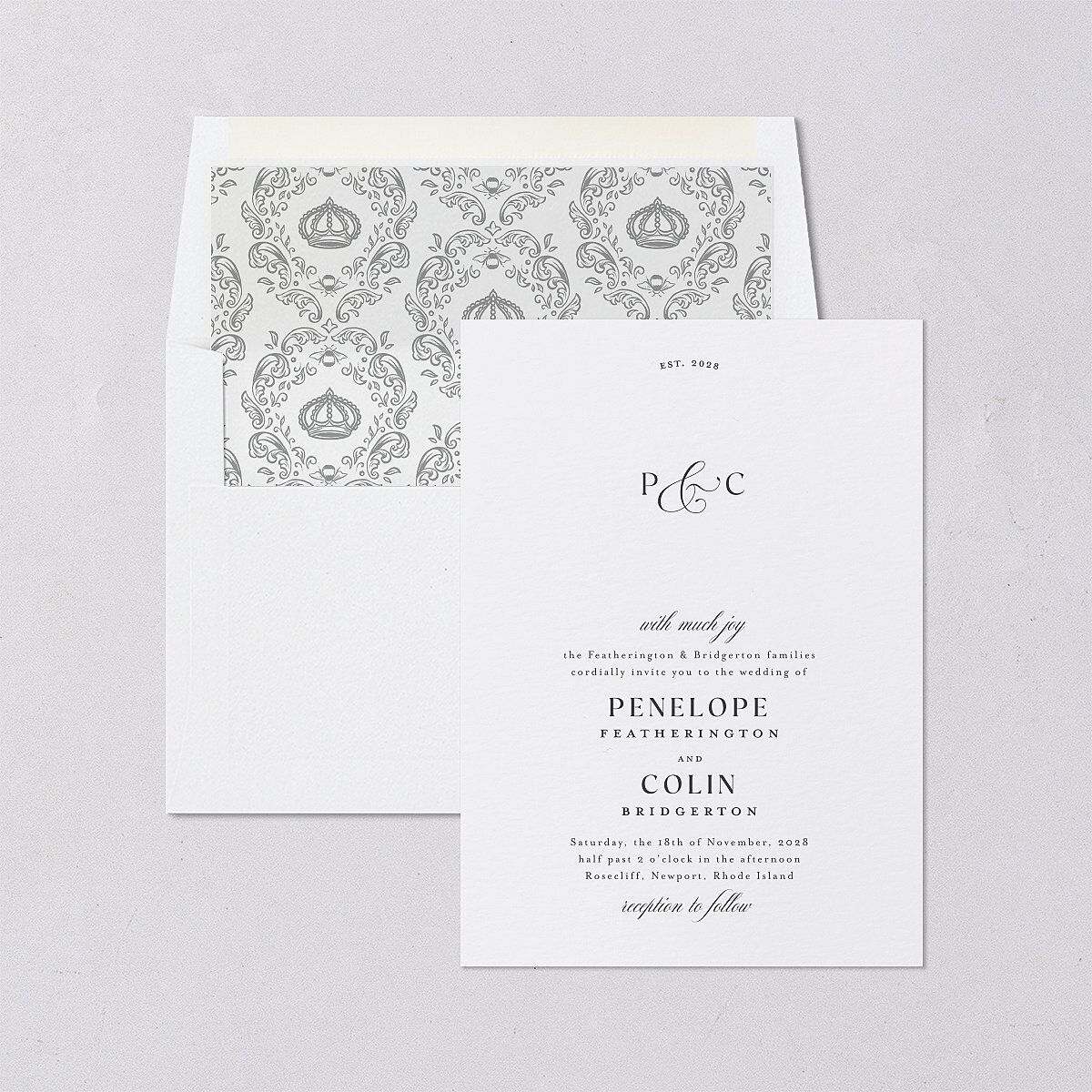 Glamorous Crown Monogram Crest Envelope Liners Pure White Standard