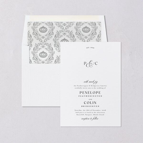 Glamorous Crown Monogram Crest Envelope Liners Pure White Standard