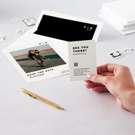 Cinematic Love Story QR Code RSVP Cards Pure White Signature Standard