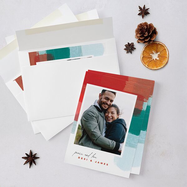 Painted Holiday Holiday Cards Red Clay Signature Blank Standard Portrait