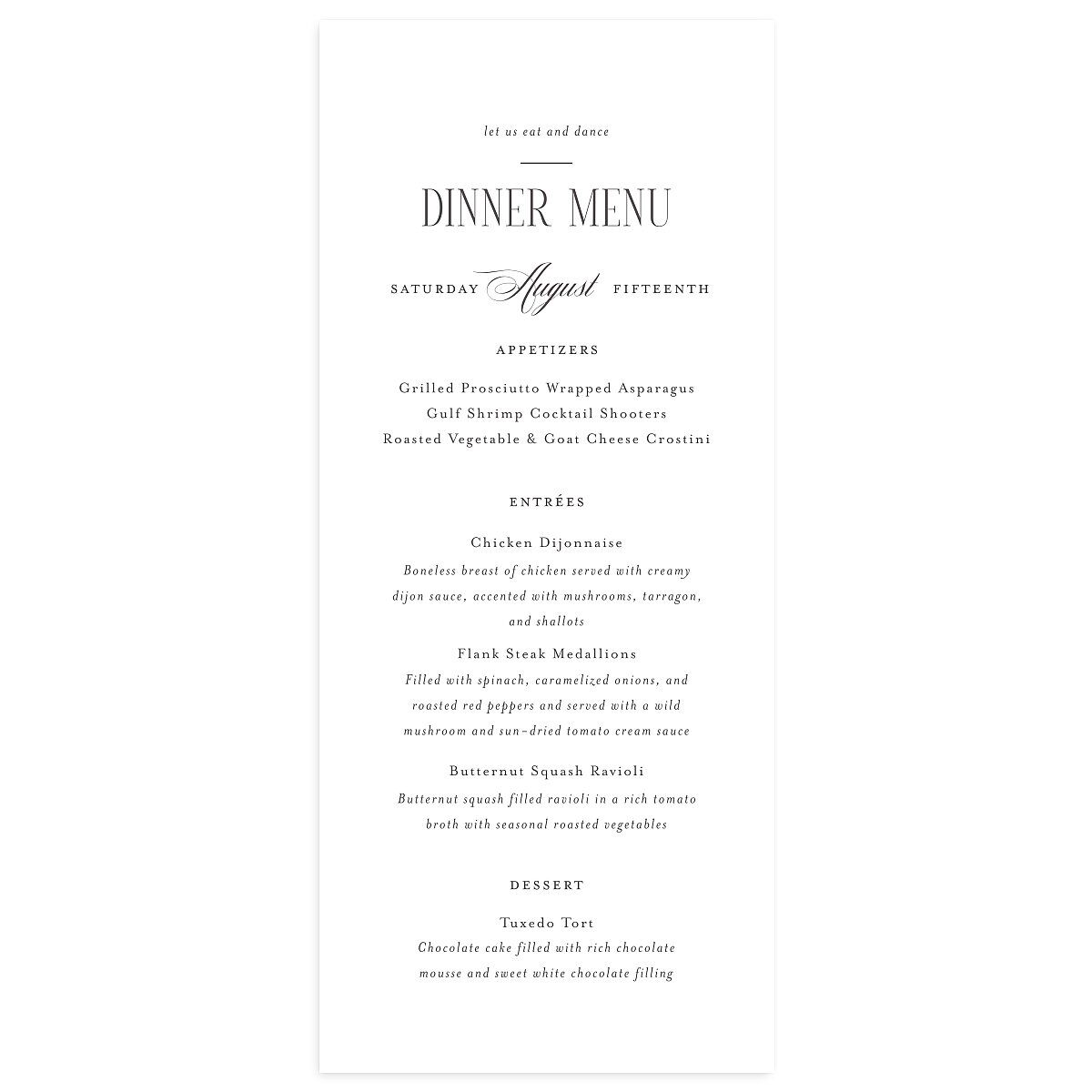 Cosmopolitan Menus