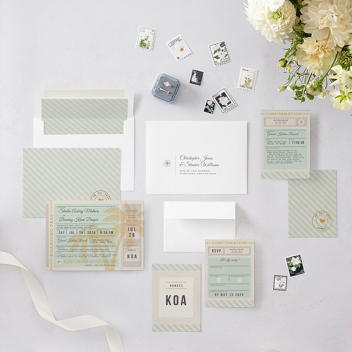 Retro Boarding Pass Wedding Invitations — view 5