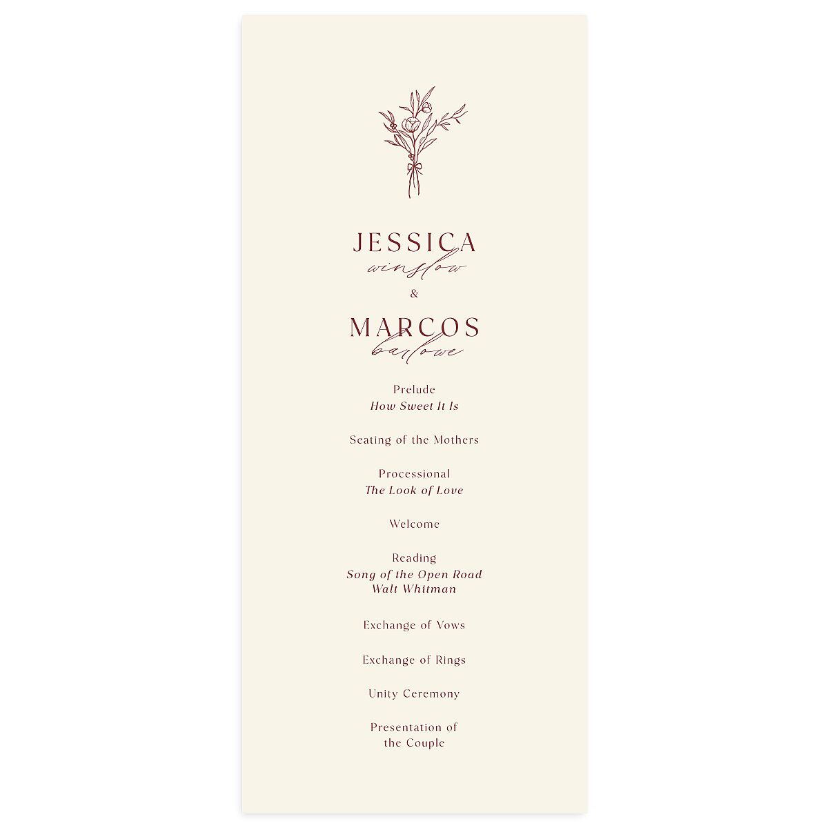 Simple Boho Flowers Wedding Programs