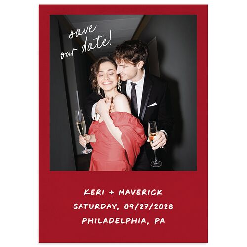Modern Writing Save the Date Cards Jewel Red Signature smooth Blank No Standard