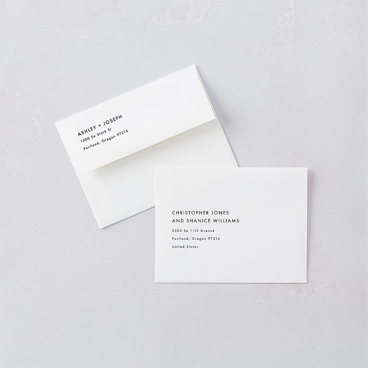 Modern Wave Thank You Card Envelopes White Standard Cream Both Recipient and Return Addresses Signature