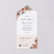 Pampas and Eucalyptus Floral All-in-One Wedding Invitations Desert Rose Signature Light Both Recipient and Return Addresses No