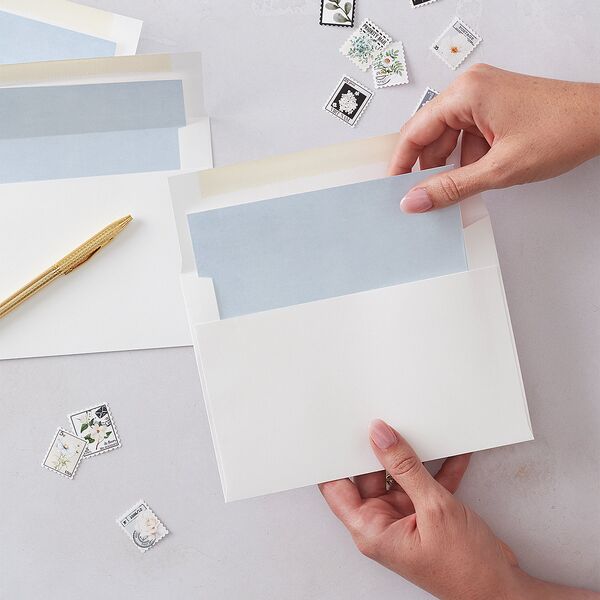 Watercolor Crest Standard Envelope Liners Cornflower Standard