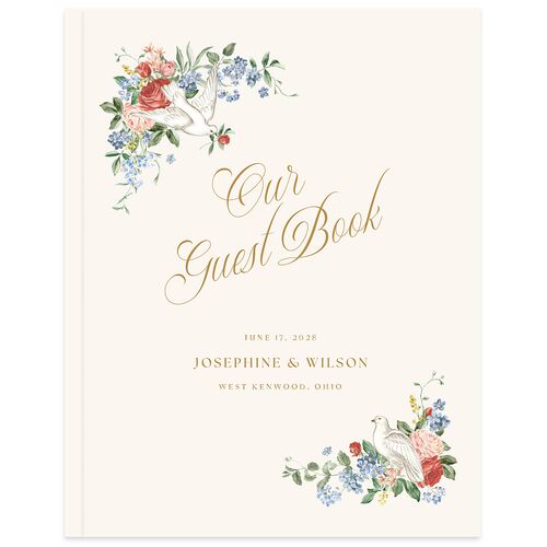 Vintage Love Doves Guest Books Baby Blue