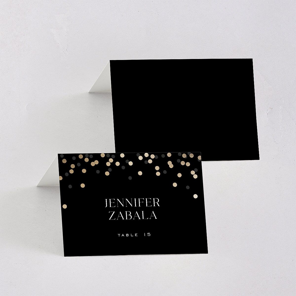 Confetti Glam Place Cards Gold Licorice Signature