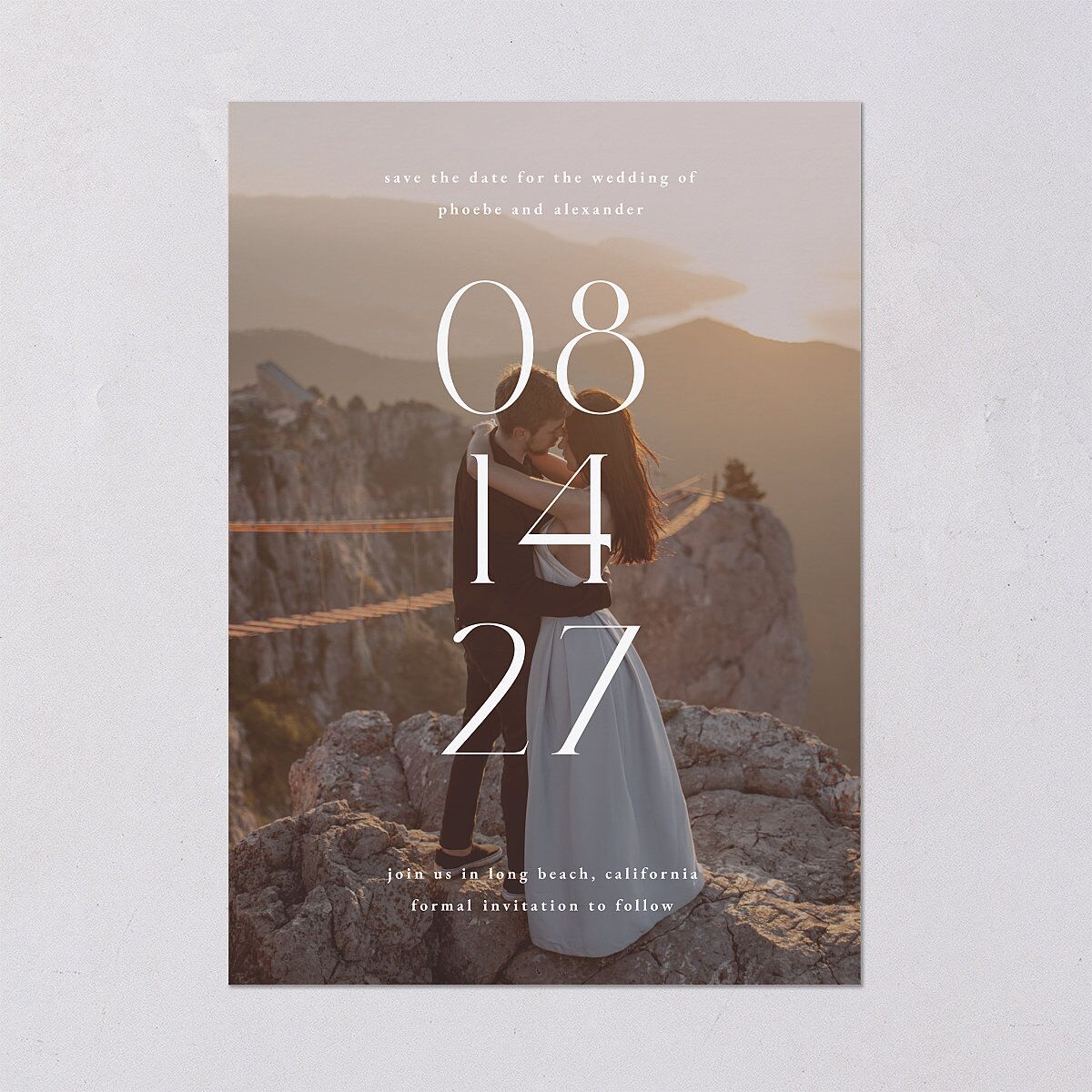Striking Scene Save the Date Cards Dusty Rose Signature smooth Blank No Standard