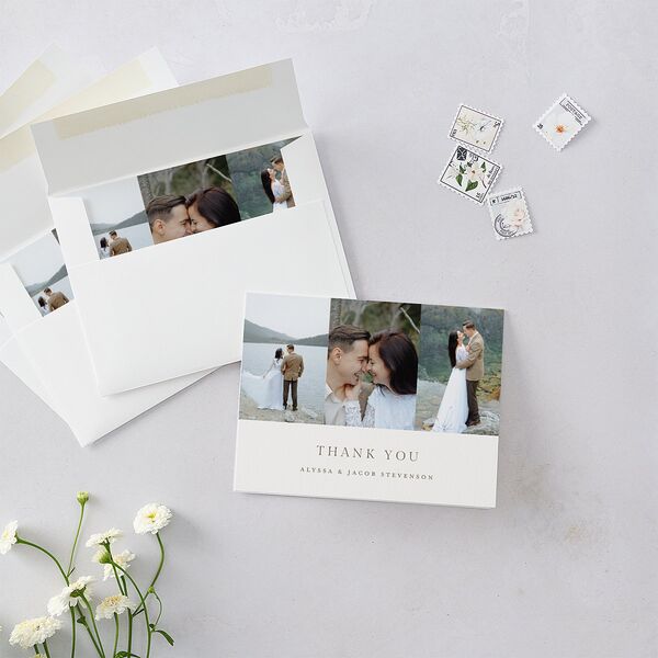 Timeless Triptych Photo Series Thank You Cards Champagne