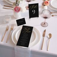 Nuestra Boda Menus Gold Charcoal Signature