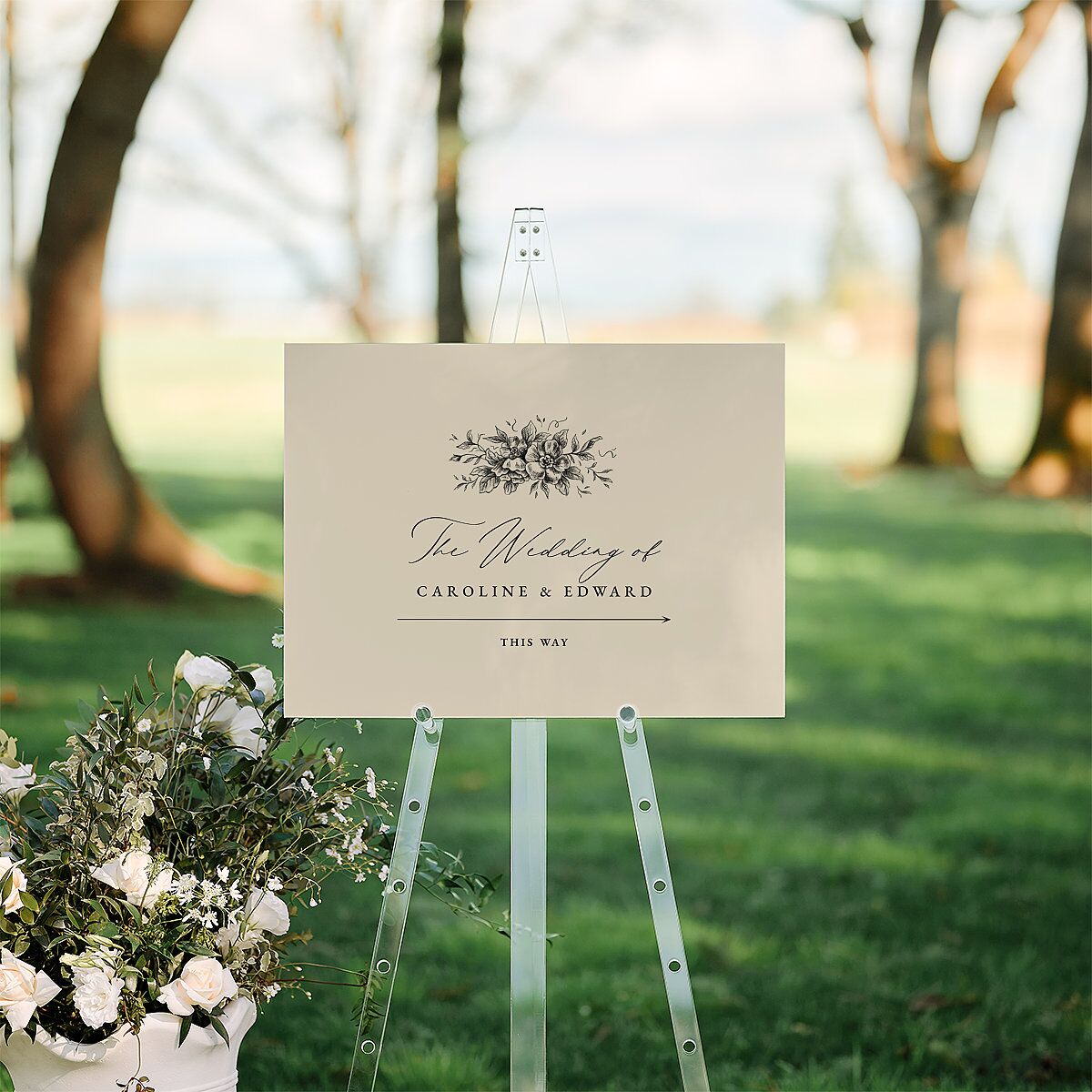 Antique Victorian Botanical Standard Direction Sign Medium Sand Standard Indoor Foam Core M Direction
