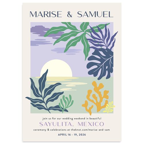 Impressionist Paradise Wedding Invitations Purple Petal Signature Blank No Standard