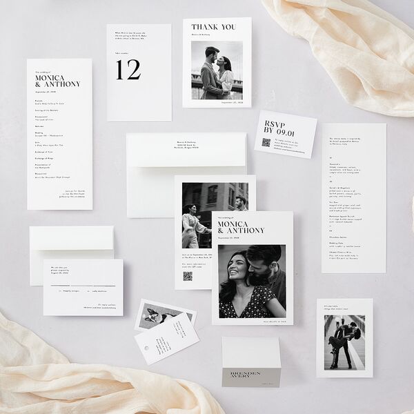 Simple Editorial Photo Place Cards Pure White Signature