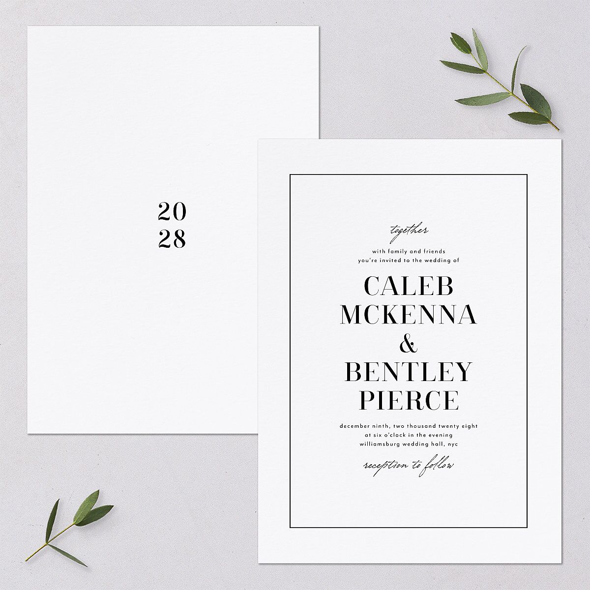 Classic Border Wedding Invitations Pure White Signature Blank No Standard