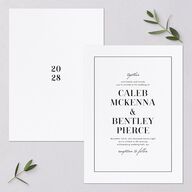 Classic Border Wedding Invitations Pure White Signature Blank No Standard