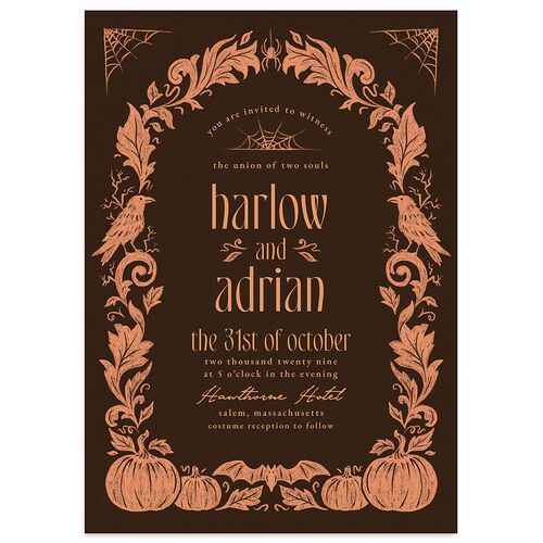 Spooky Halloween Nouveau Wedding Invitations Walnut Signature Blank Standard No