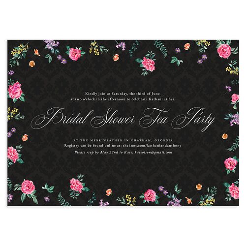 Glamorous Regency Garden Bridal Shower Invitations by Bridgerton Midnight Signature Blank Standard