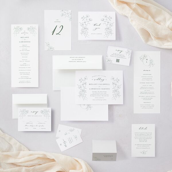 Floral Adornment Place Cards Eucalyptus Signature
