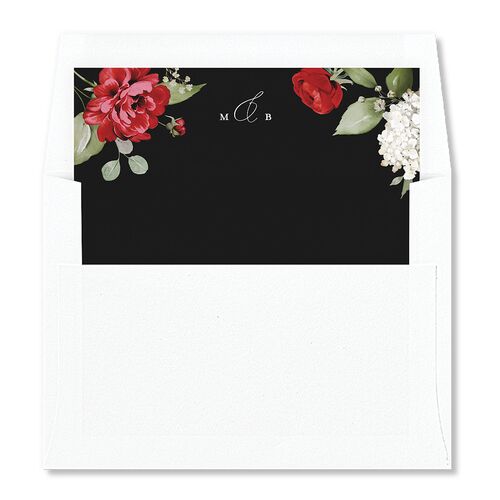 Elegant Peonies and Hydrangeas Envelope Liners Dark Berry Standard