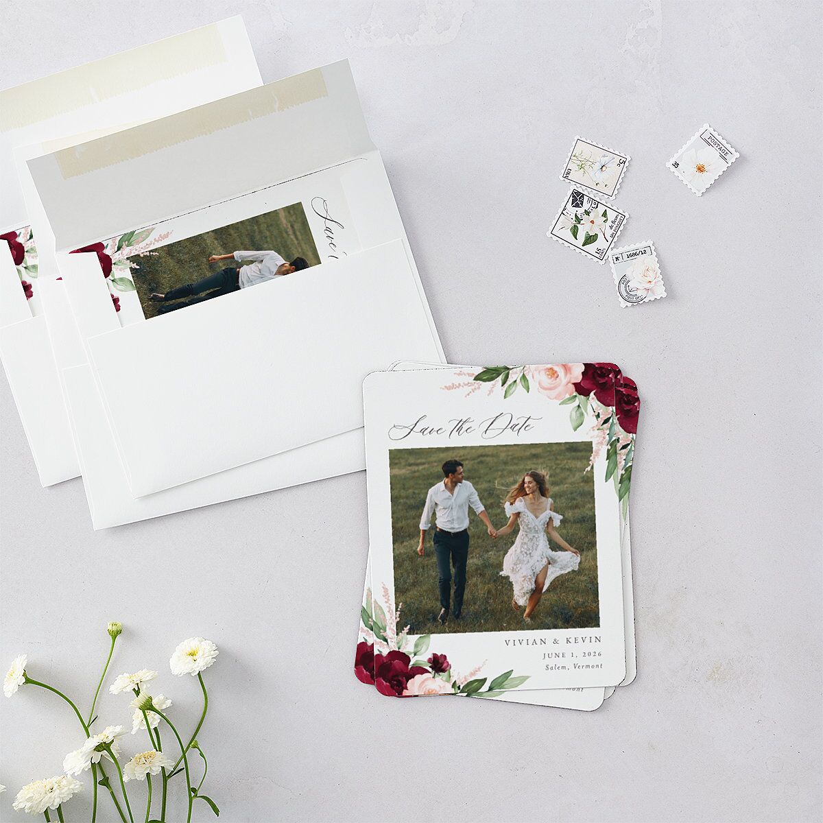 Beloved Floral Save The Date Magnets — view 3