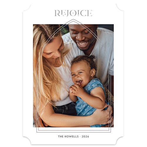 Rejoice Holiday Cards Charcoal Signature Blank Ticket Portrait