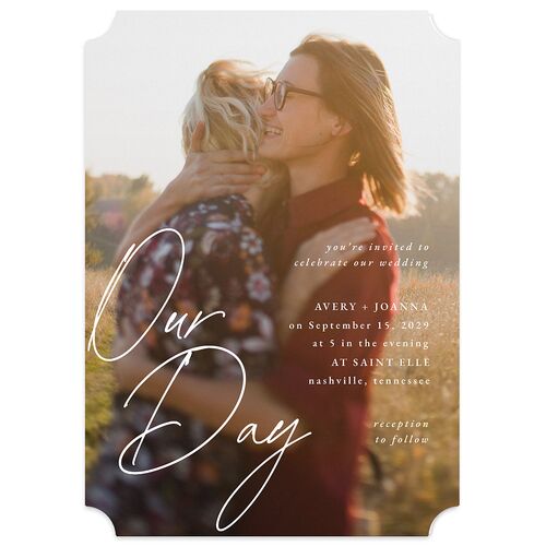 Corner Script Wedding Invitations Charcoal Signature Blank No Ticket