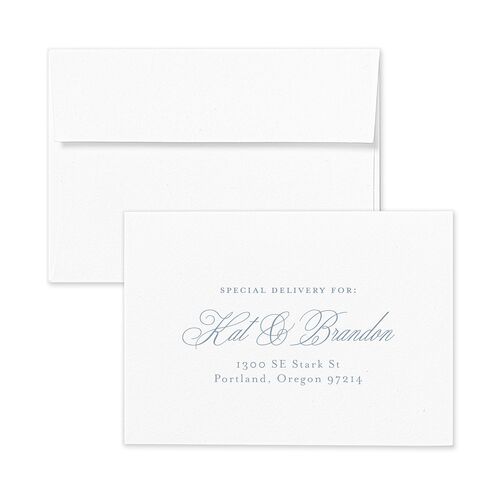 Luxury Floral Monogram Response Card Envelopes Sea Blue White Return Address Signature Standard