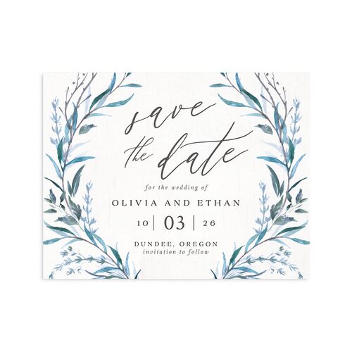 Natural Laurel Save the Date Petite Cards Cornflower Signature smooth Blank No Standard