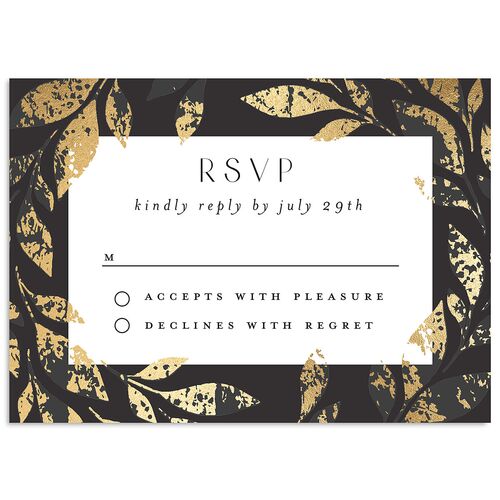 Gilded Leaves Wedding Response Cards Gold Charcoal Signature Standard