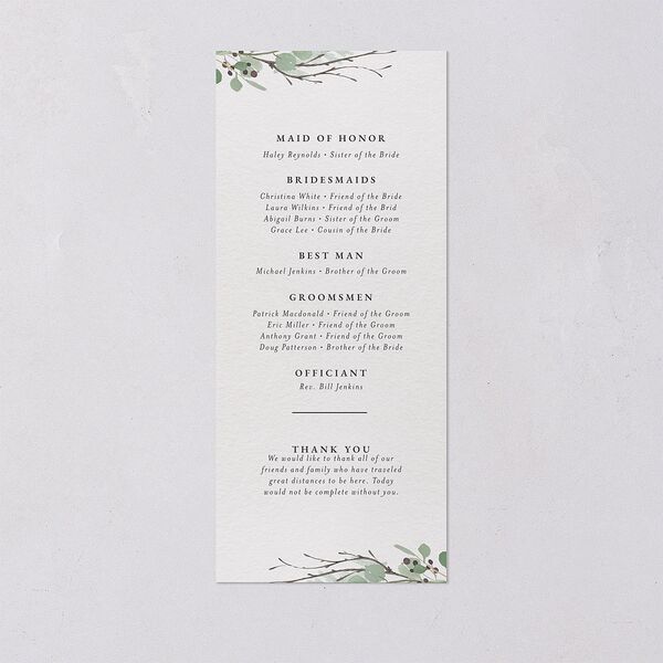 Rustic Botanical Wedding Programs Thyme Signature