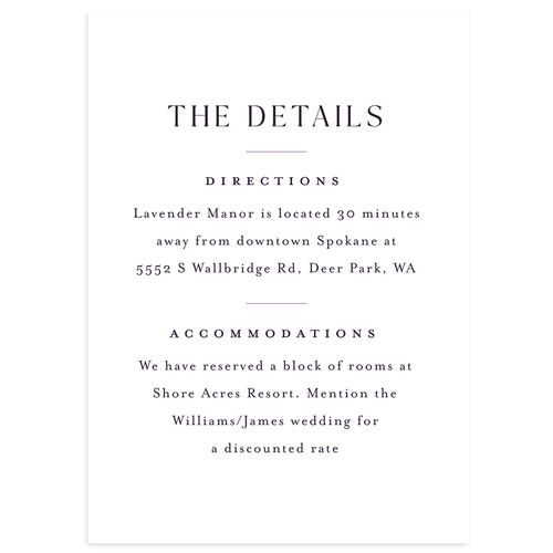 Mountain Wildflowers Wedding Enclosure Cards Lilac Signature Standard