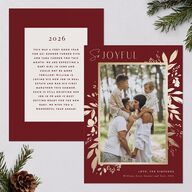 Festive Foliage Holiday Cards Gold Maroon Signature Blank Portrait  Standard