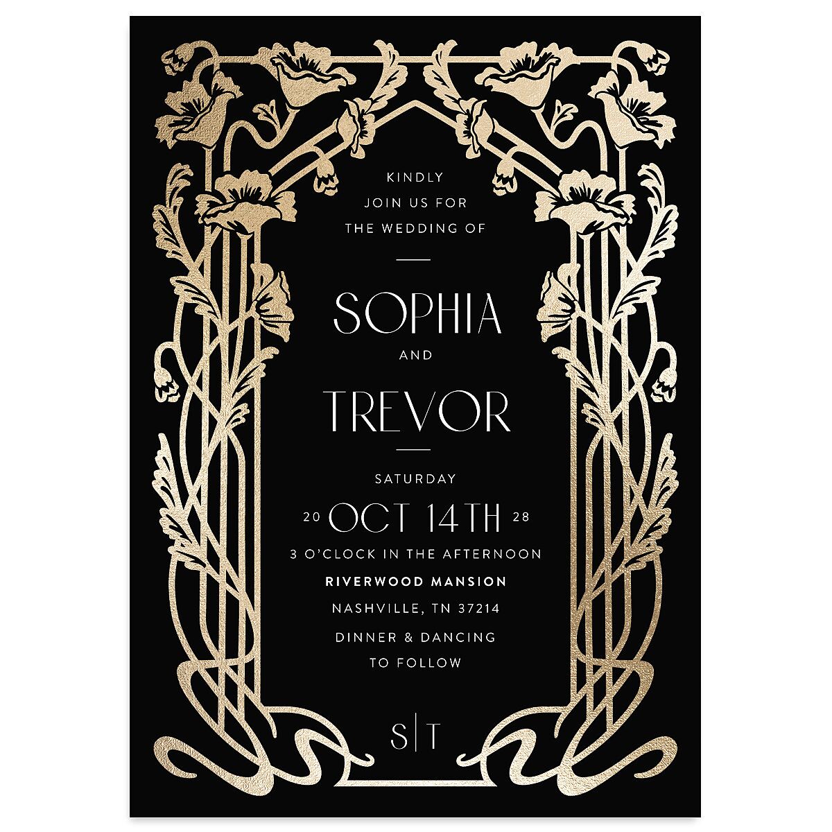 Gilded Nouveau Wedding Invitations