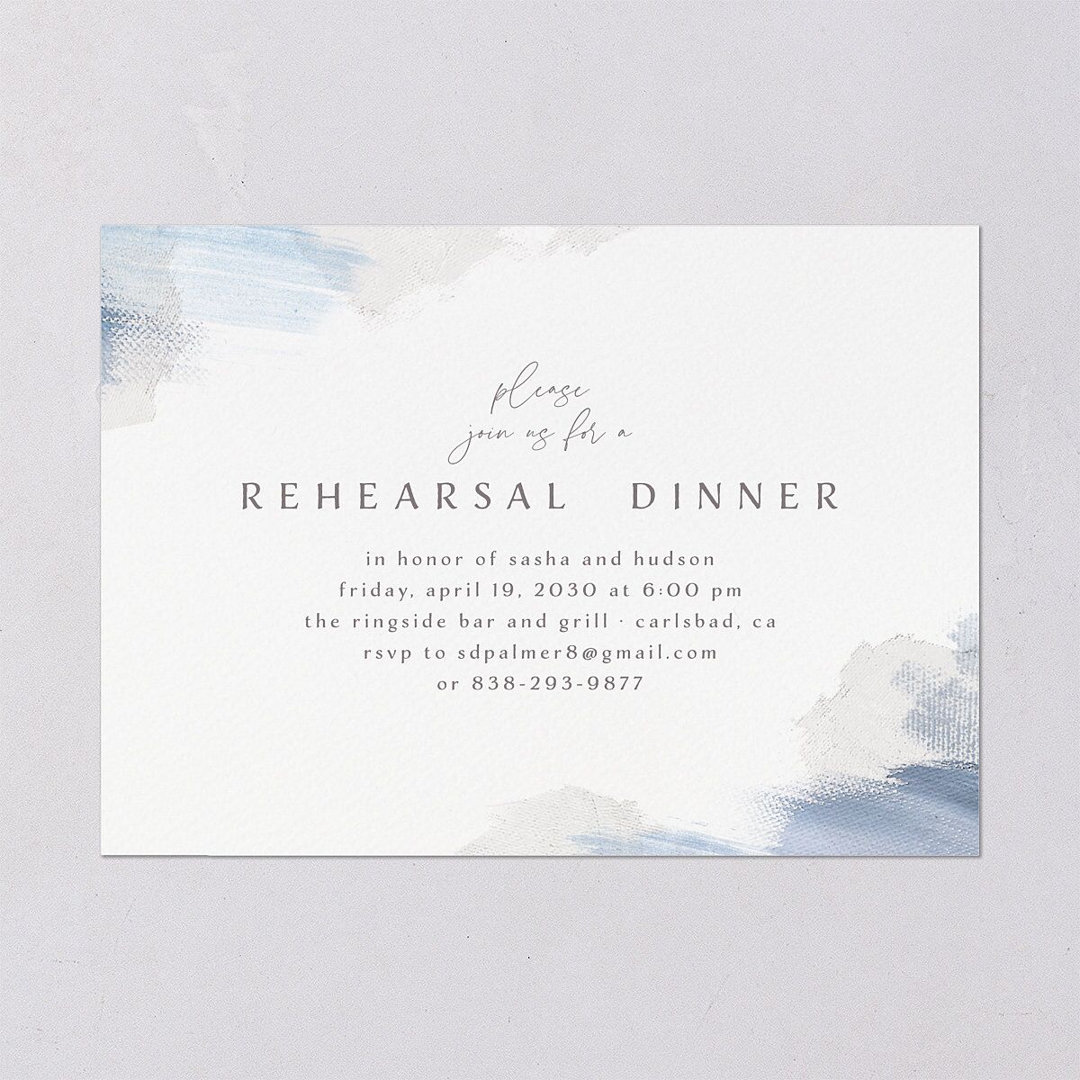 Minimal Brush Rehearsal Dinner Invitations Slate Signature Blank Standard