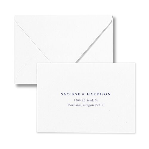 Elegant Editorial Page Response Card Euro Envelopes Navy White Return Address Luxe