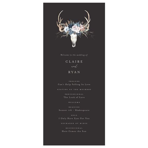 Gothic Antlers Wedding Programs Slate Signature