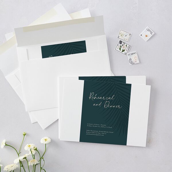 Lavish Palm Rehearsal Dinner Invitations Deep Lake Signature Blank
