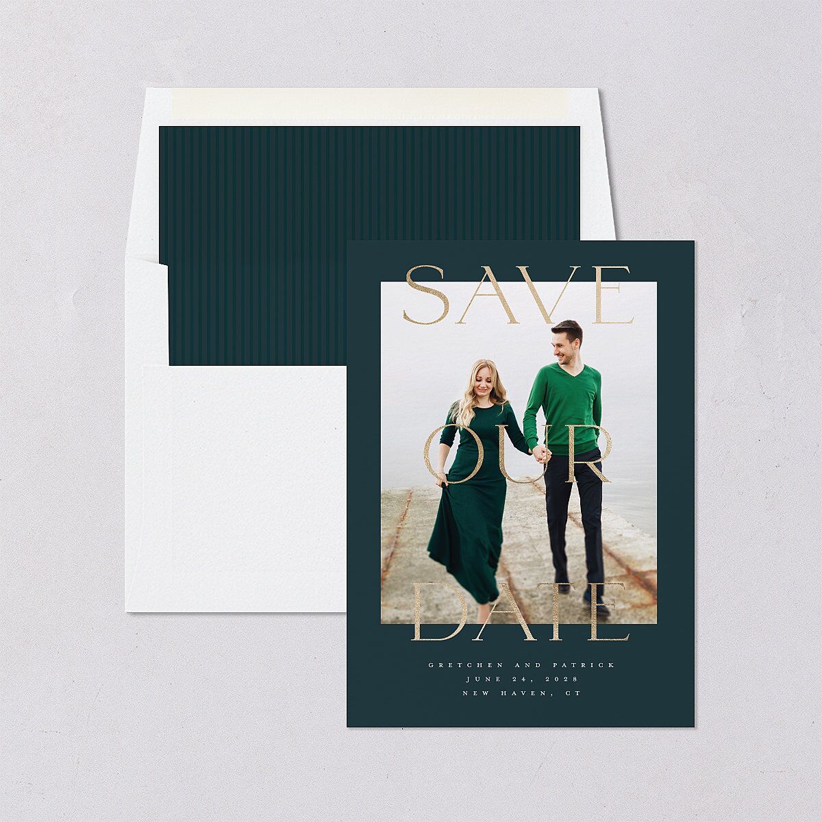 Storybook Filigree Save The Date Cards Gold Dark Night Signature smooth Blank No Standard