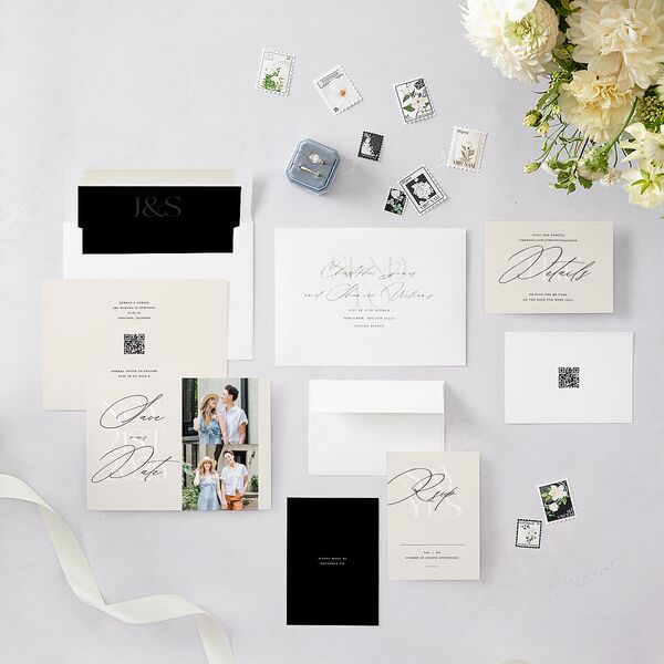 Overlay Save the Date Cards Champagne Signature smooth Blank No Standard