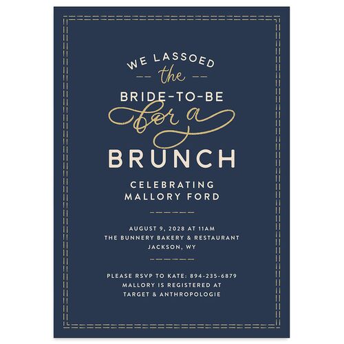 Western Denim Bridal Shower Invitations Moody Blue Signature Blank Standard