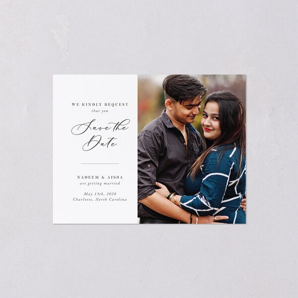 Timeless Script Save the Date Petite Cards Medieval Grey Signature smooth Blank Standard No