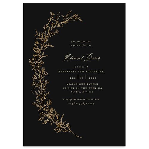 Romantic Branches Rehearsal Dinner Invitations Charcoal Signature Blank Standard