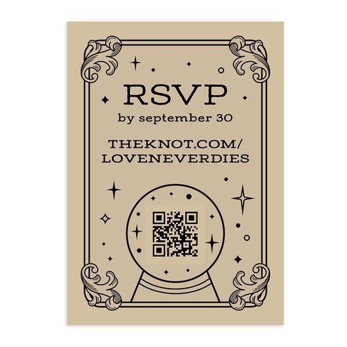 Halloween Tarot Skeletons QR Code RSVP Cards Tan Signature Standard