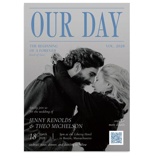 Magazine Cover Wedding Invitations Aquamarine Signature Blank No Standard