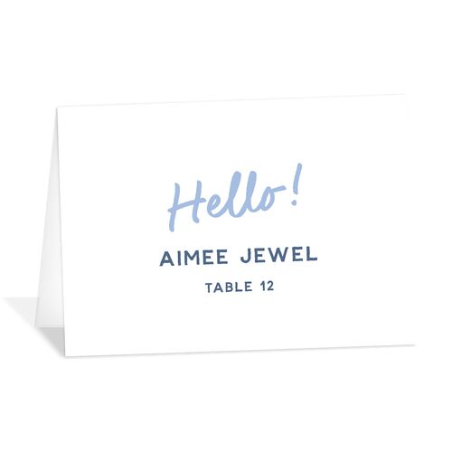 Color Pop Retro Photo Place Cards Cornflower Signature