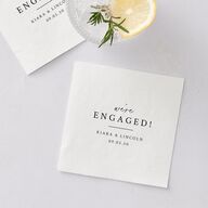 Captured Love Engagement Party Cocktail Napkins Pure White Napkin Uncoined