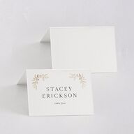Monogram Leaves Place Cards Gold Charcoal Signature