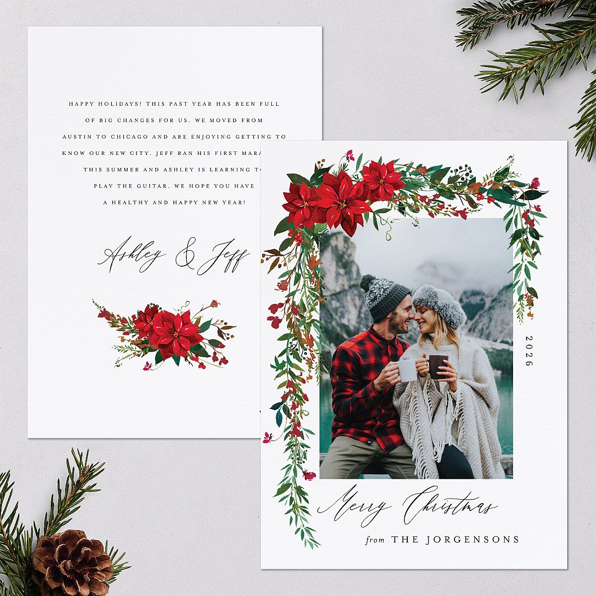 Boho Wildflower Holiday Holiday Cards Ruby Signature Blank Standard Portrait